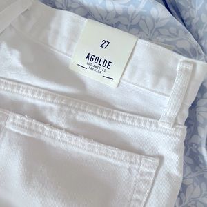 NWT! Agolde Parker Cut-off Denim Shorts in “Gleam”
